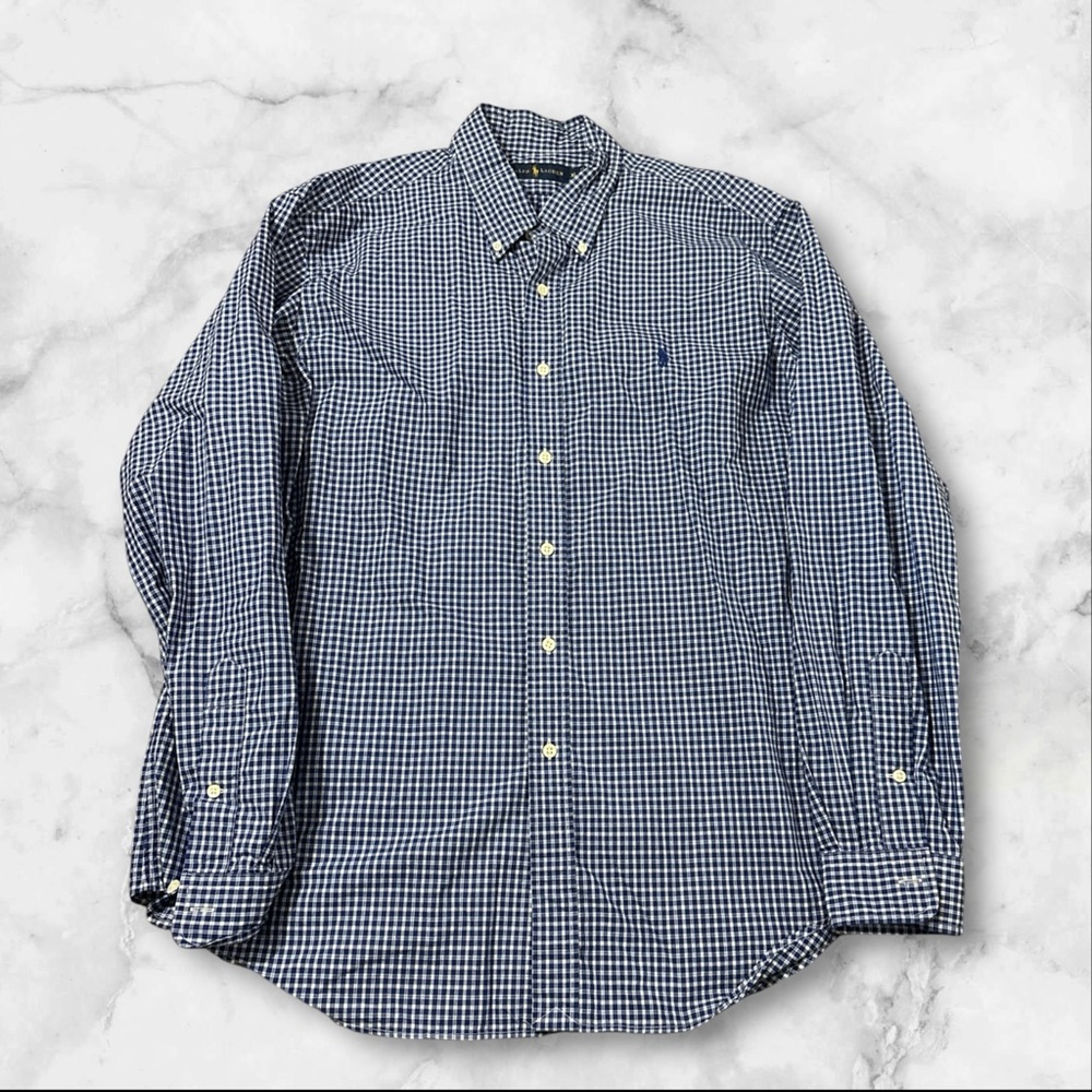 Ralph Lauren Button Down Shirt Men’s XL Blue Striped Long Sleeve Preppy